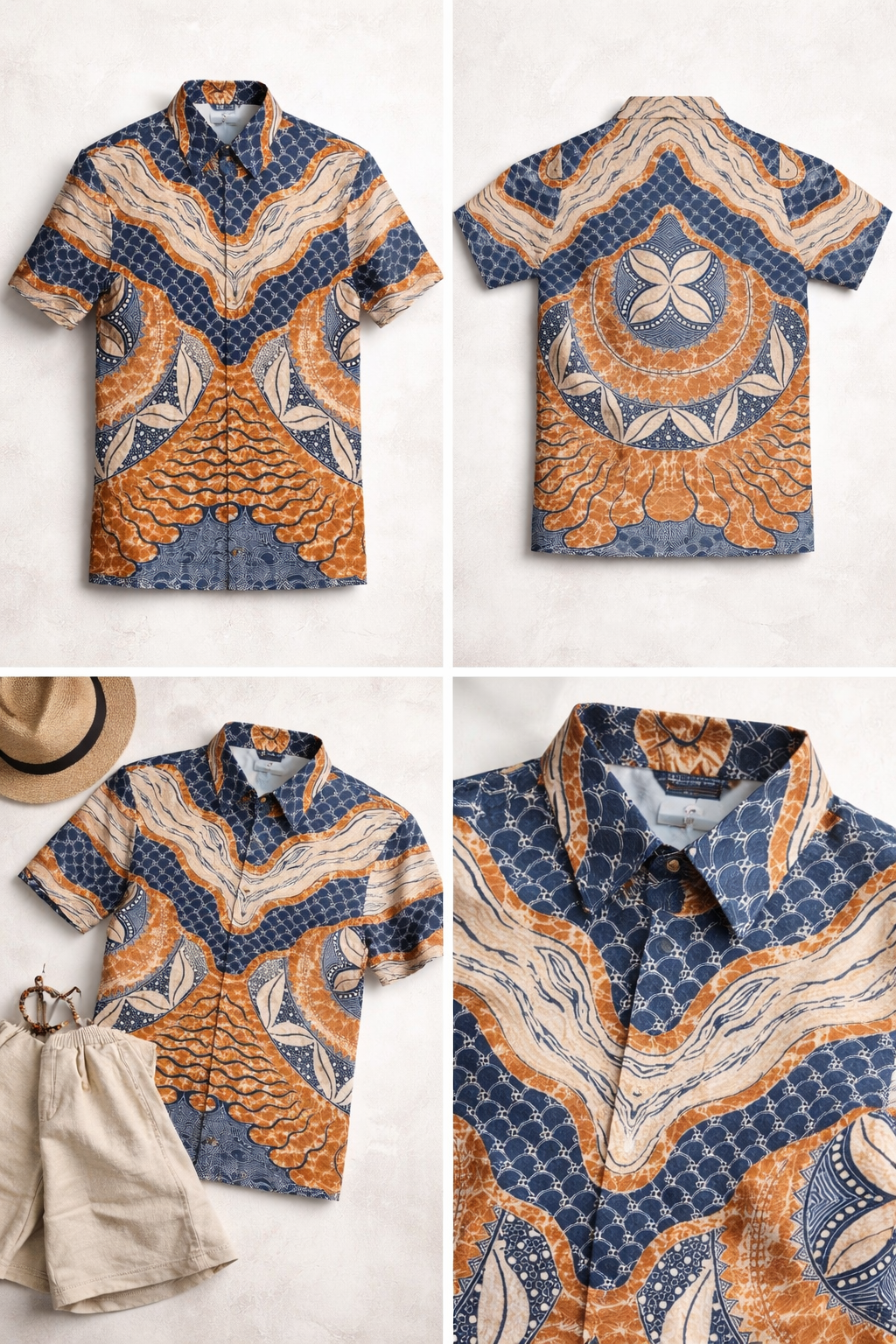 Short Sleeve Textured Batik Shirt- Nusantara Flow