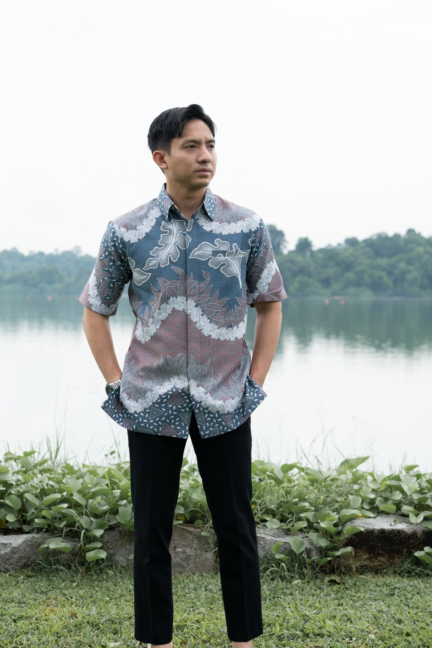 Short Sleeve Textured Batik Shirt- Senyuman Alam