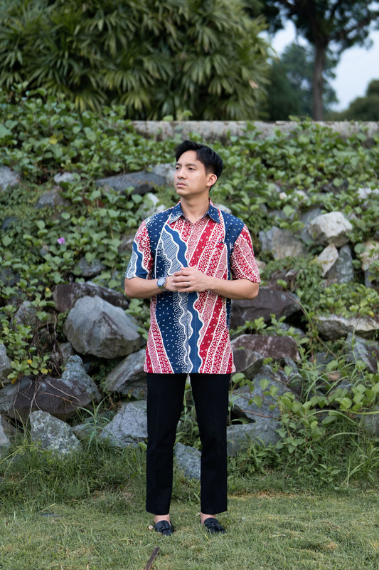 Short Sleeve Textured Batik Shirt- Harmoni Sejahtera