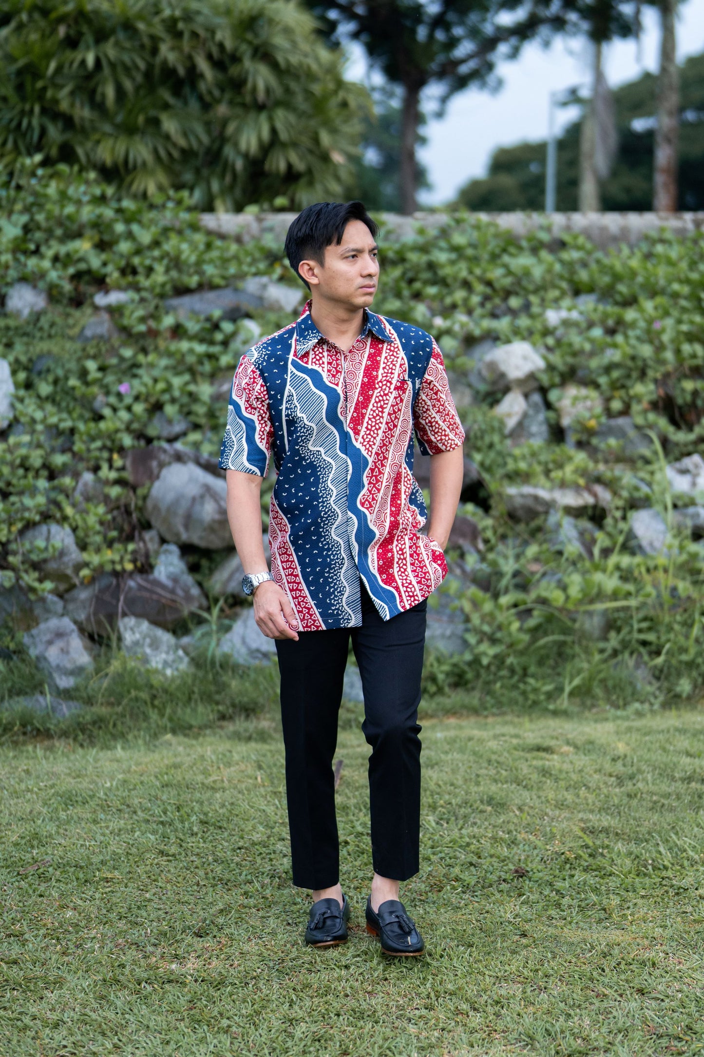 Short Sleeve Textured Batik Shirt- Harmoni Sejahtera