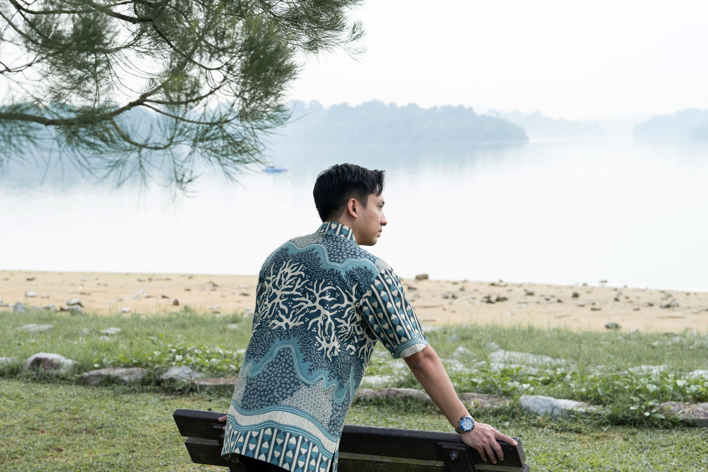 Short Sleeve Textured Batik Shirt- Cerita Samudera