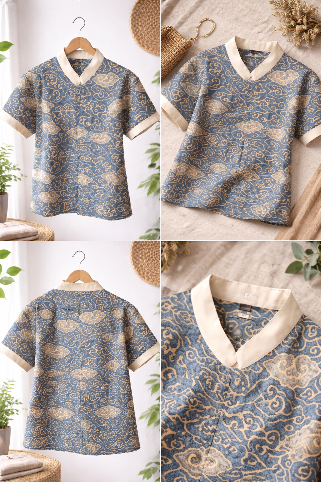 Short Sleeve Textured Batik Kids Shirt- Awan Tenang
