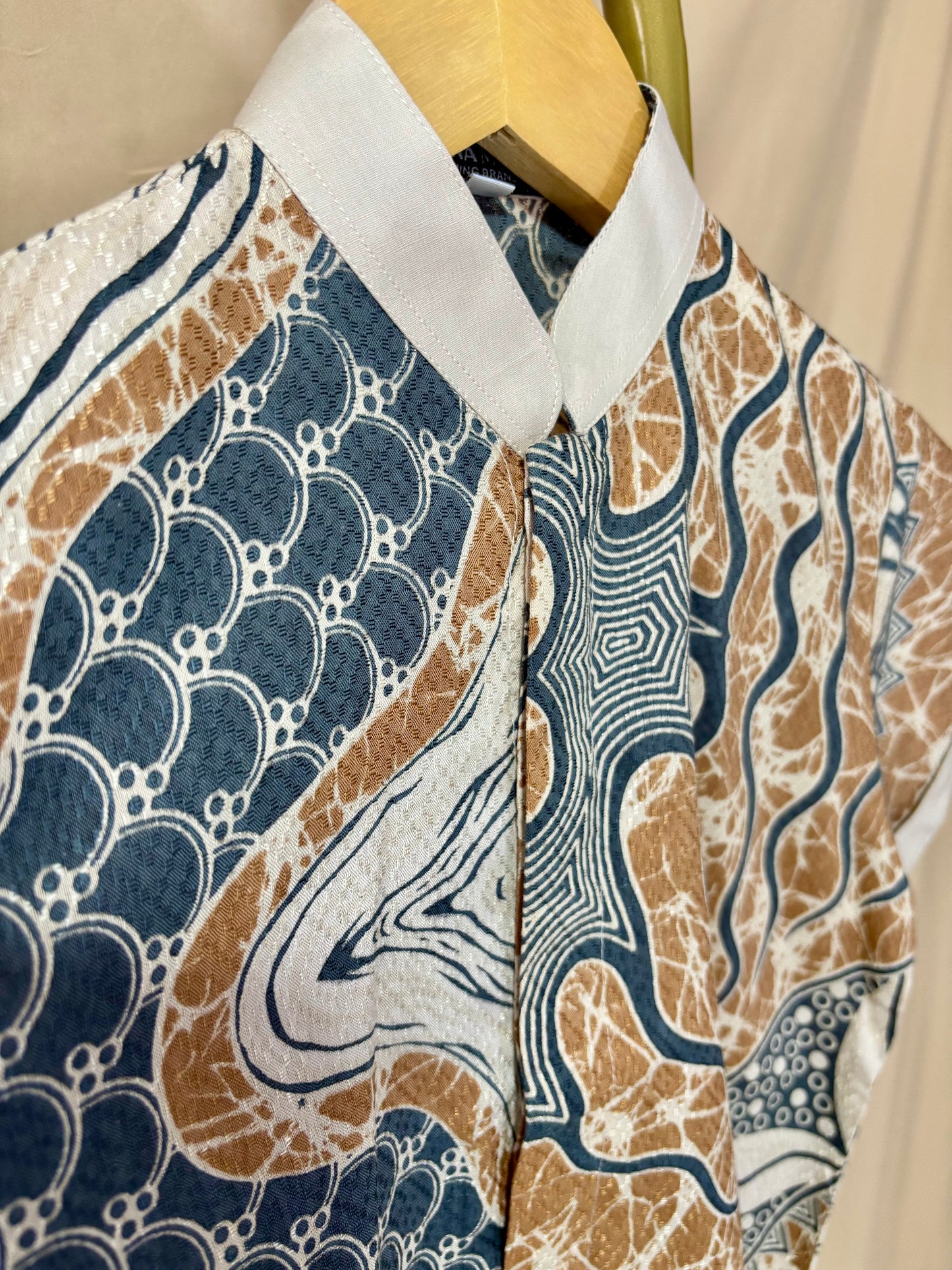 Short Sleeve Textured Batik Kids Shirt- Nusantara Flow