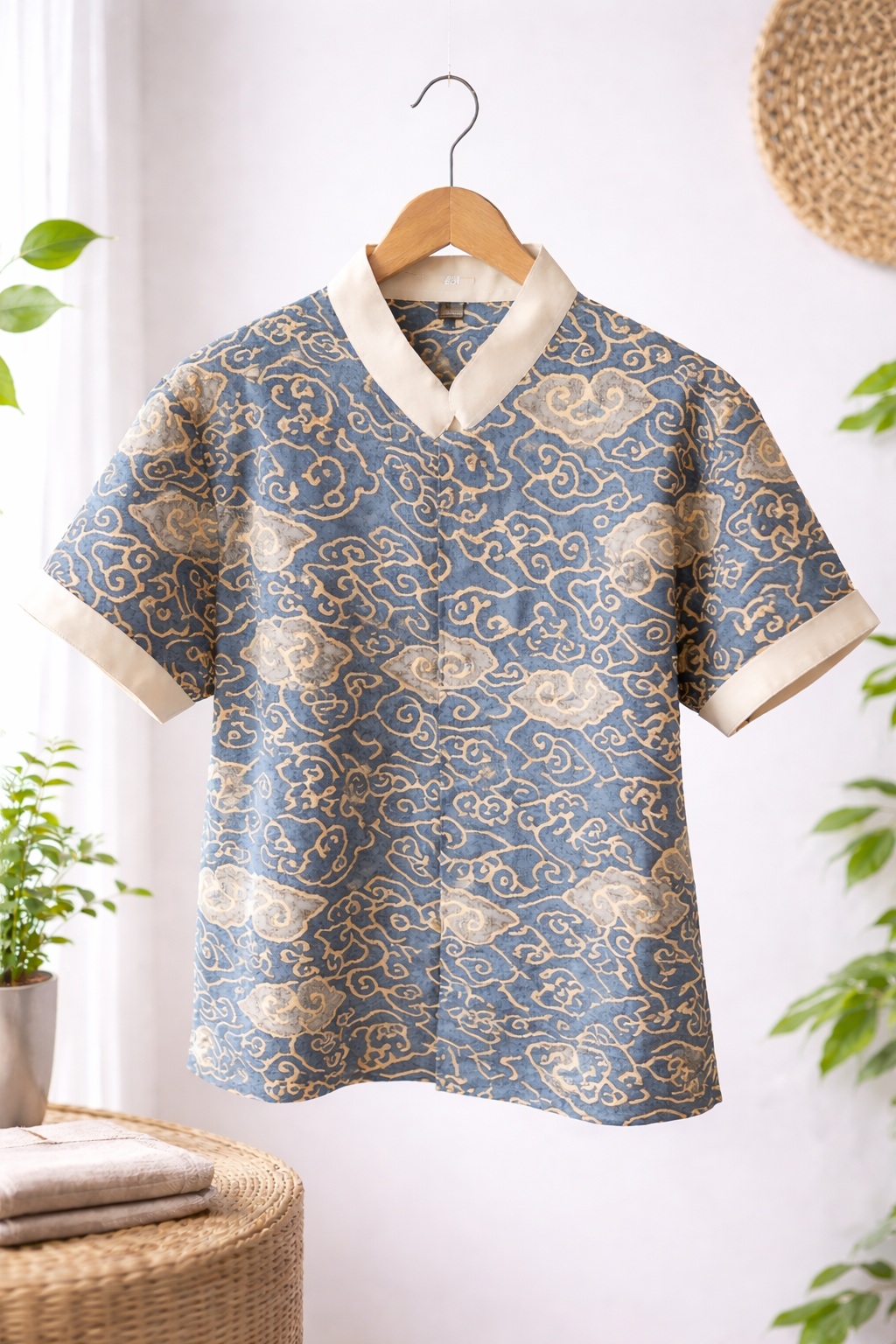 Short Sleeve Textured Batik Kids Shirt- Awan Tenang