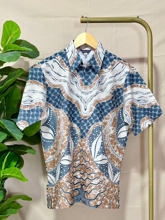 Short Sleeve Textured Batik Shirt- Nusantara Flow