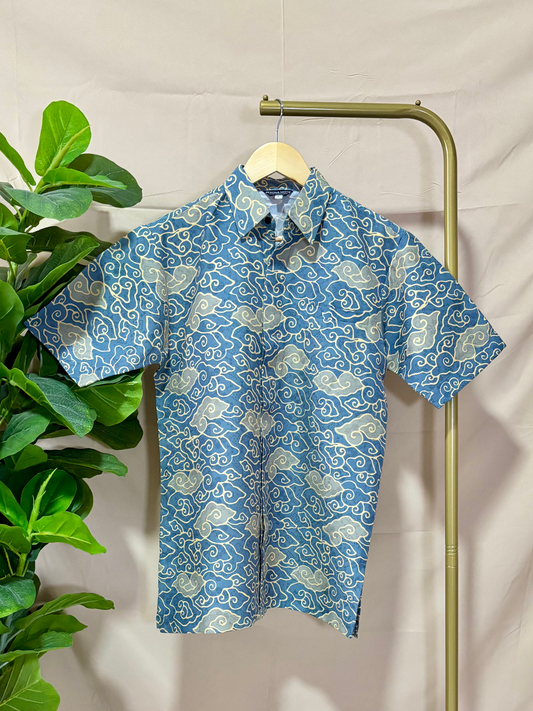 Short Sleeve Textured Batik Shirt- Awan Tenang