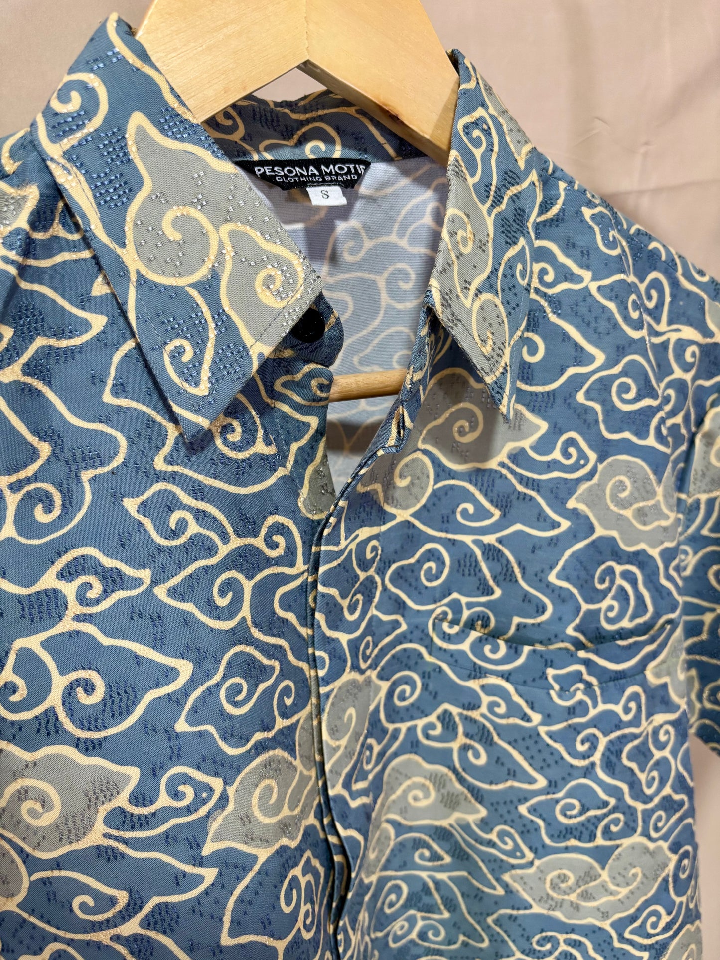 Short Sleeve Textured Batik Shirt- Awan Tenang