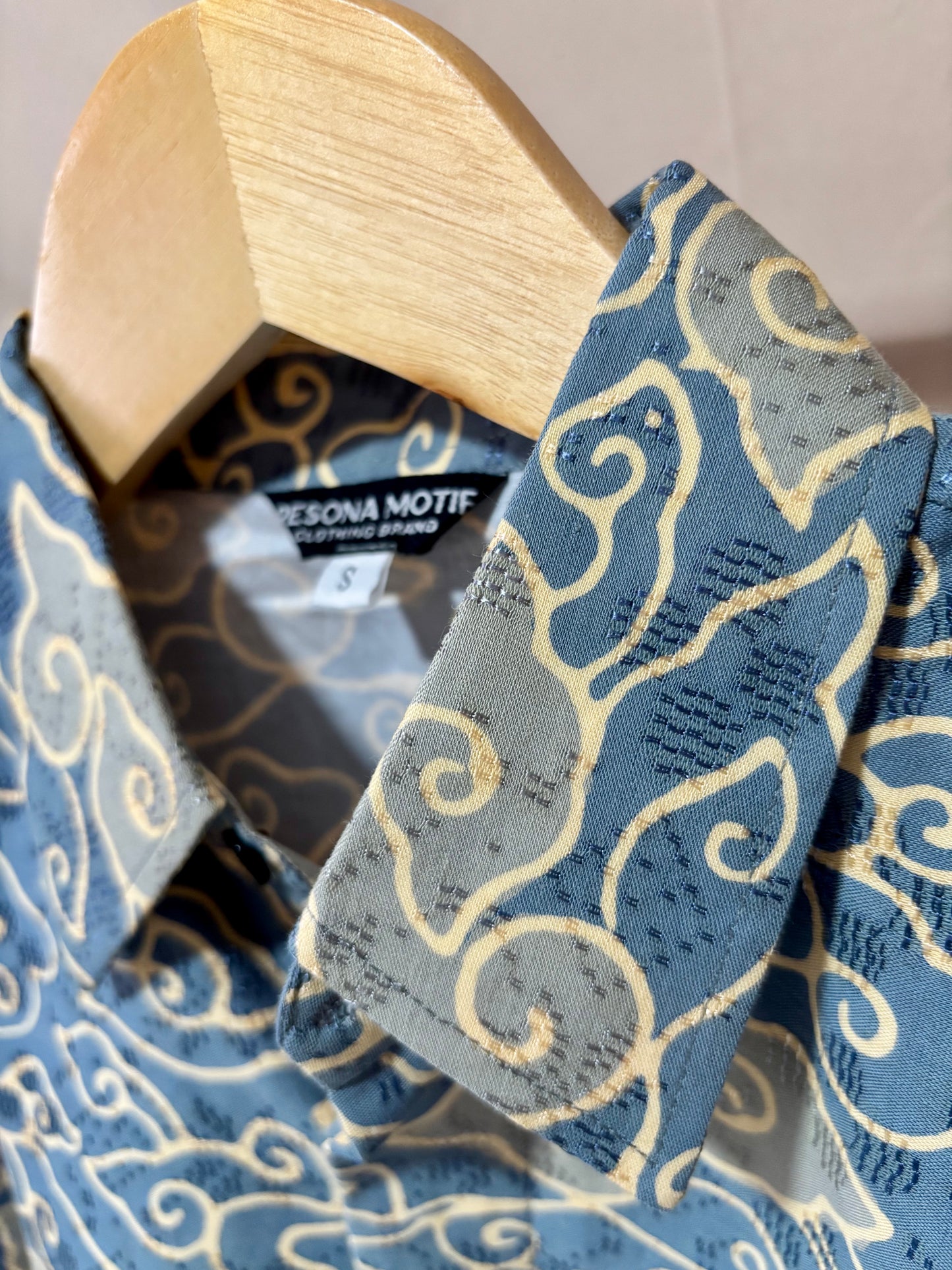 Short Sleeve Textured Batik Shirt- Awan Tenang