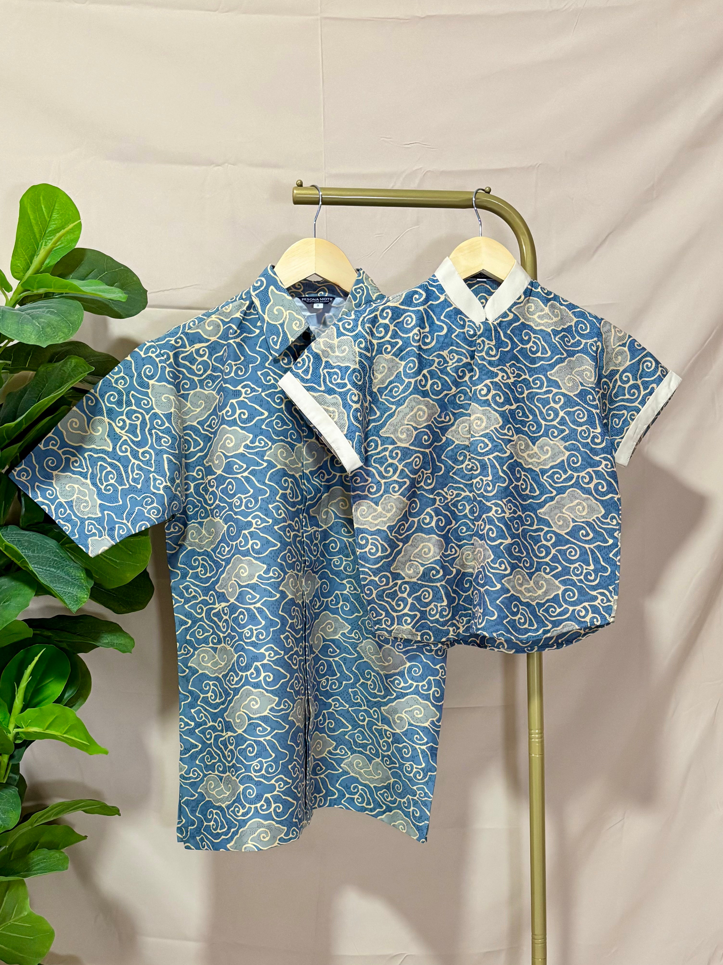 Short Sleeve Textured Batik Shirt- Awan Tenang