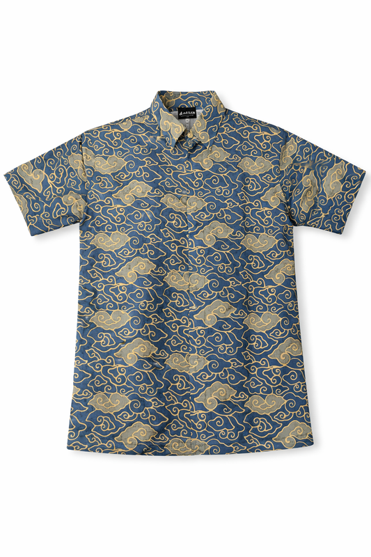Short Sleeve Textured Batik Shirt- Awan Tenang