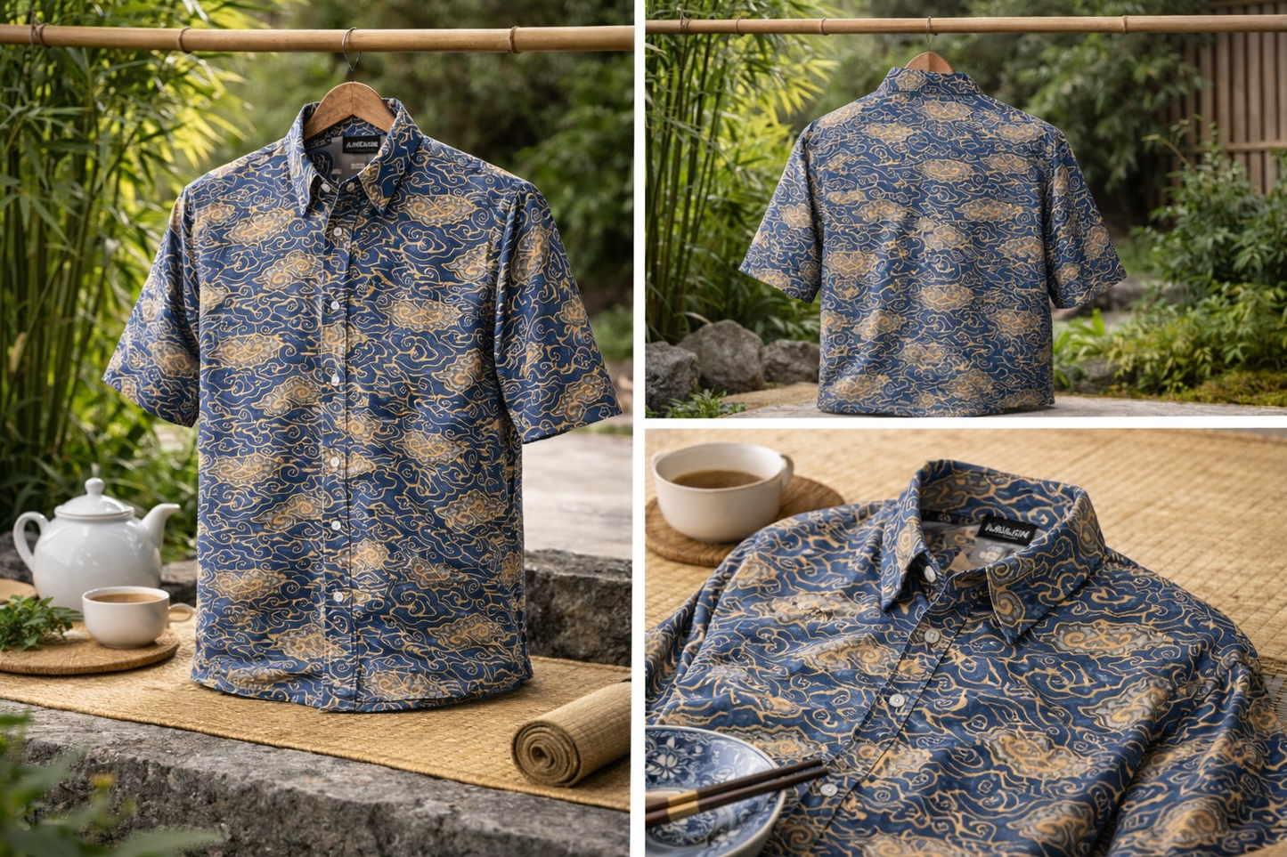 Short Sleeve Textured Batik Shirt- Awan Tenang